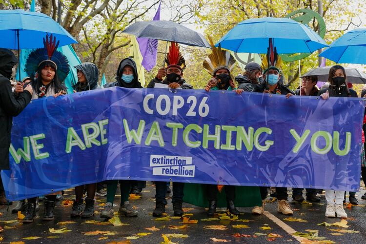 Demonstranten tijdens de VN-klimaattop in Glasgow